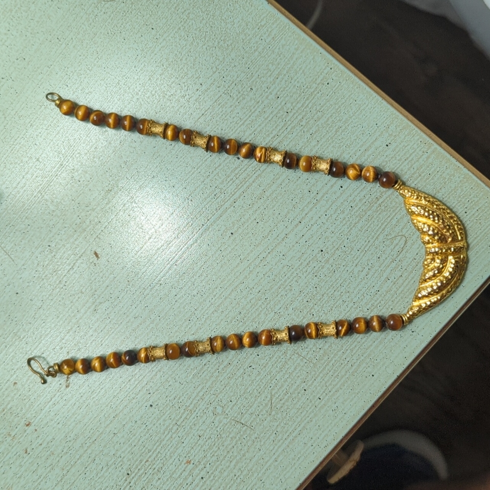 Beaded necklace with plated gold